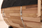 Blisspod Prague 4-Person Outdoor Barrel Sauna | Canadian Red Cedar, Full Glass Back, 32–194°F