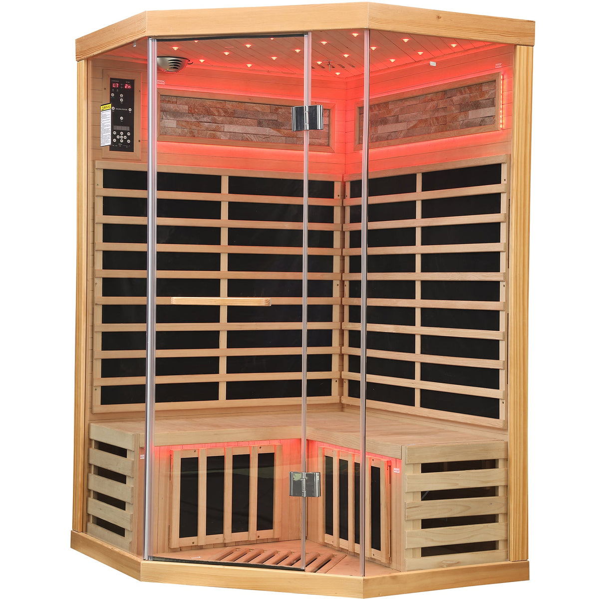 2-Person Canadian Hemlock FAR Infrared Indoor Sauna | 7 Carbon Heaters, Starlight Ceiling, 149°F