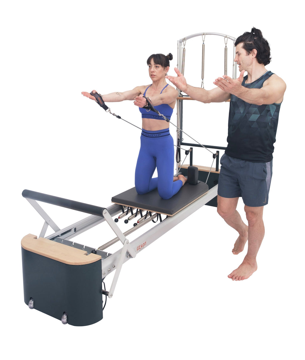 Fitkon™ Pro Plus Pilates Reformer with Aluminum Tower | Deluxe Indoor Home & Studio Bundle