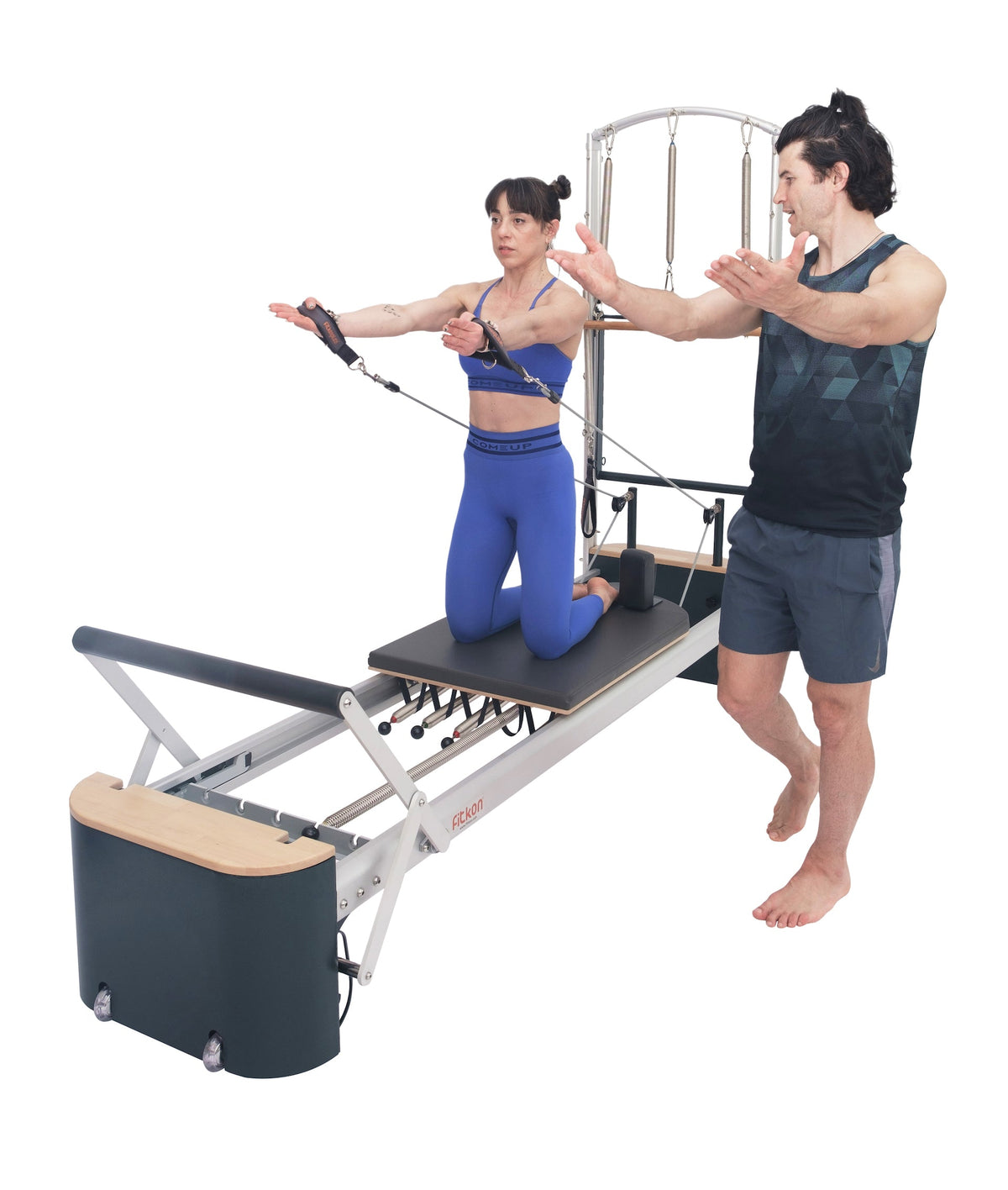 Fitkon™ Pro Plus Pilates Reformer with Aluminum Tower | Deluxe Indoor Home & Studio Bundle