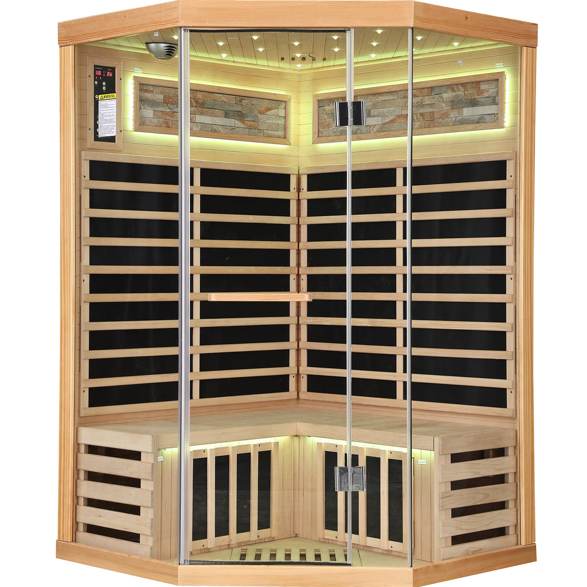2-Person Canadian Hemlock FAR Infrared Indoor Sauna | 7 Carbon Heaters, Starlight Ceiling, 149°F