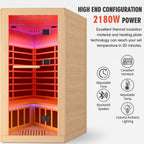 2-Person Canadian Hemlock FAR Infrared Corner Sauna | 9 Heaters, 86–149°F, Bluetooth