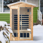 Two Person Far Infrared Old Fir Outdoor Sauna Room with Bluetooth and LED Lighting