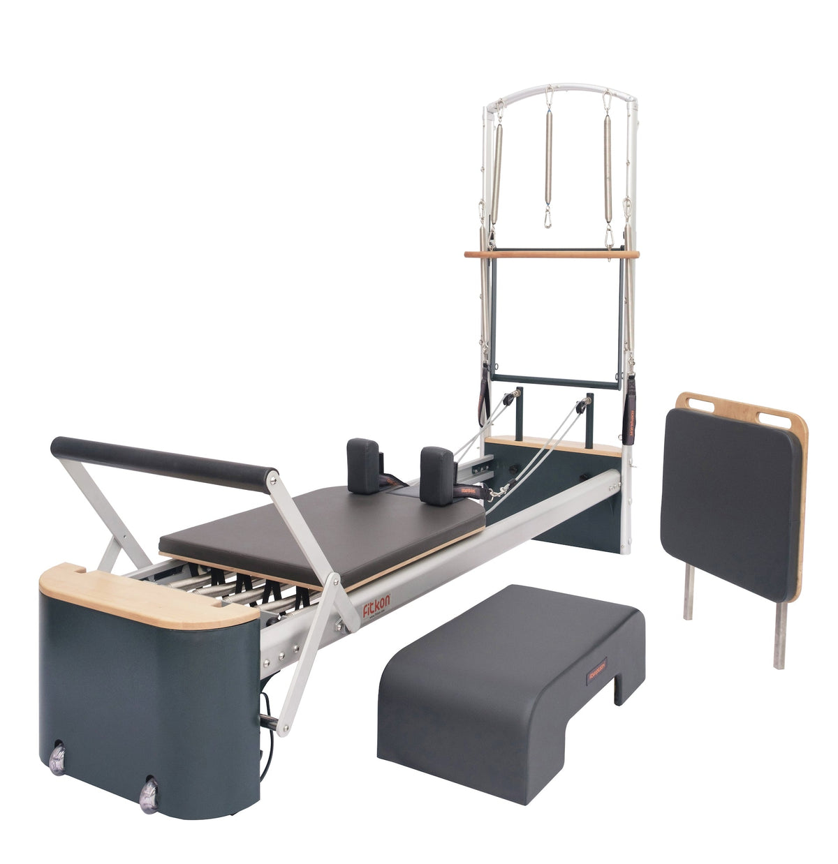 Fitkon™ Pro Plus Pilates Reformer with Aluminum Tower | Deluxe Indoor Home & Studio Bundle