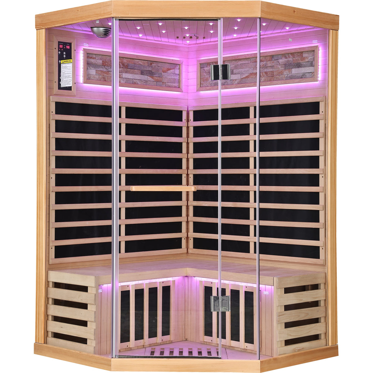 2-Person Canadian Hemlock FAR Infrared Indoor Sauna | 7 Carbon Heaters, Starlight Ceiling, 149°F
