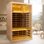 Luxury Indoor Hemlock Infrared Sauna Room with Double Doors and Glass for Two Persons