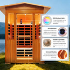 2-Person Outdoor Red Cedar & Canadian Hemlock FAR Infrared Sauna | 8 Heating Panels, Bluetooth, 77–140°F