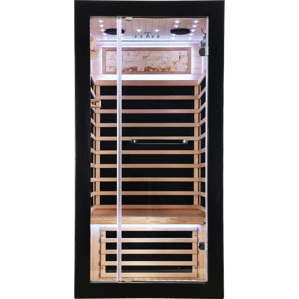 1-Person Hemlock Infrared Sauna | 7 Carbon Heaters, Starlight Ceiling, 149°F