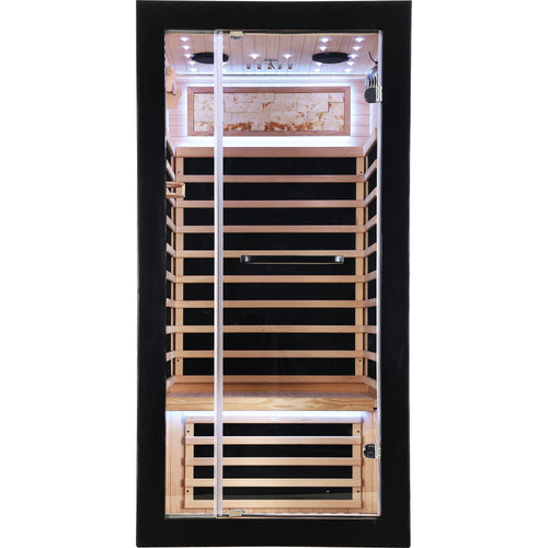 1-Person Hemlock Infrared Sauna | 7 Carbon Heaters, Starlight Ceiling, 149°F