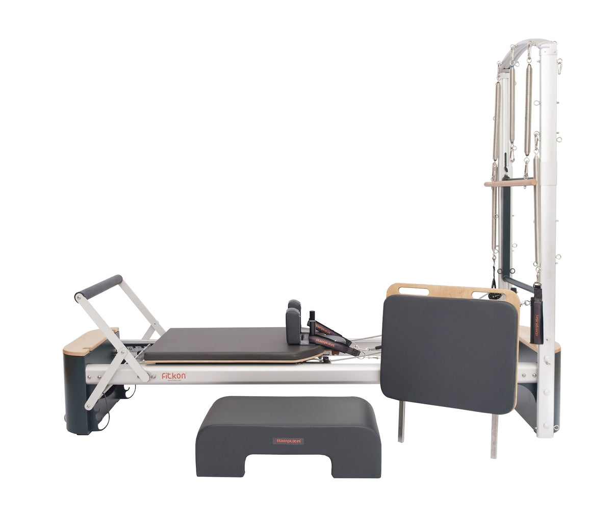 Fitkon™ Pro Plus Pilates Reformer with Aluminum Tower | Deluxe Indoor Home & Studio Bundle