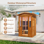 2-Person Outdoor Red Cedar & Canadian Hemlock FAR Infrared Sauna | 8 Heating Panels, Bluetooth, 77–140°F