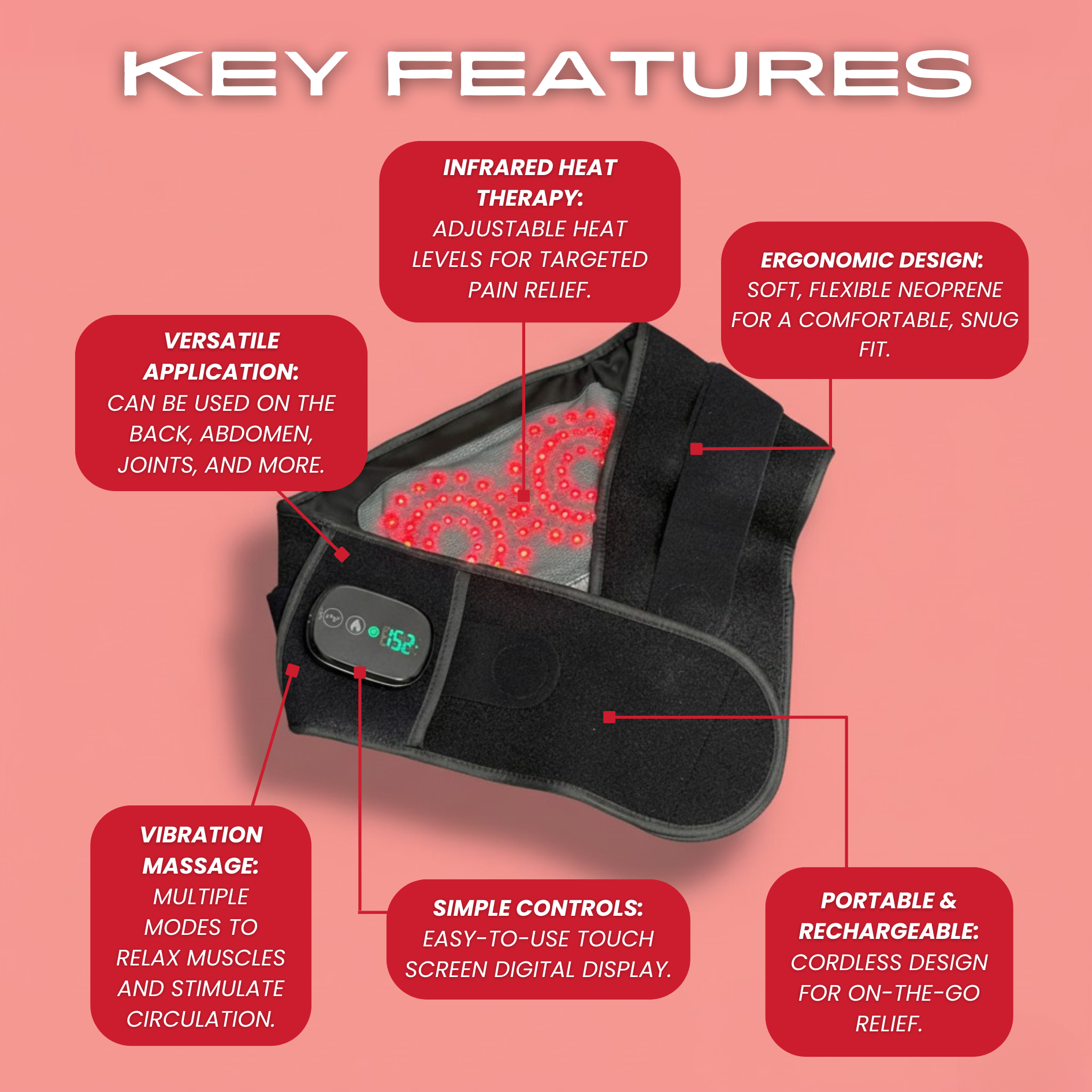 Therasage TheraBelt Red & Near-Infrared Light Wrap with Heat and Vibration