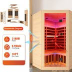2-Person Canadian Hemlock FAR Infrared Corner Sauna | 9 Heaters, 86–149°F, Bluetooth