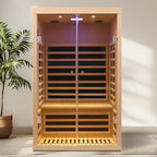 Luxury Indoor Hemlock Infrared Sauna Room with Double Doors and Glass for Two Persons