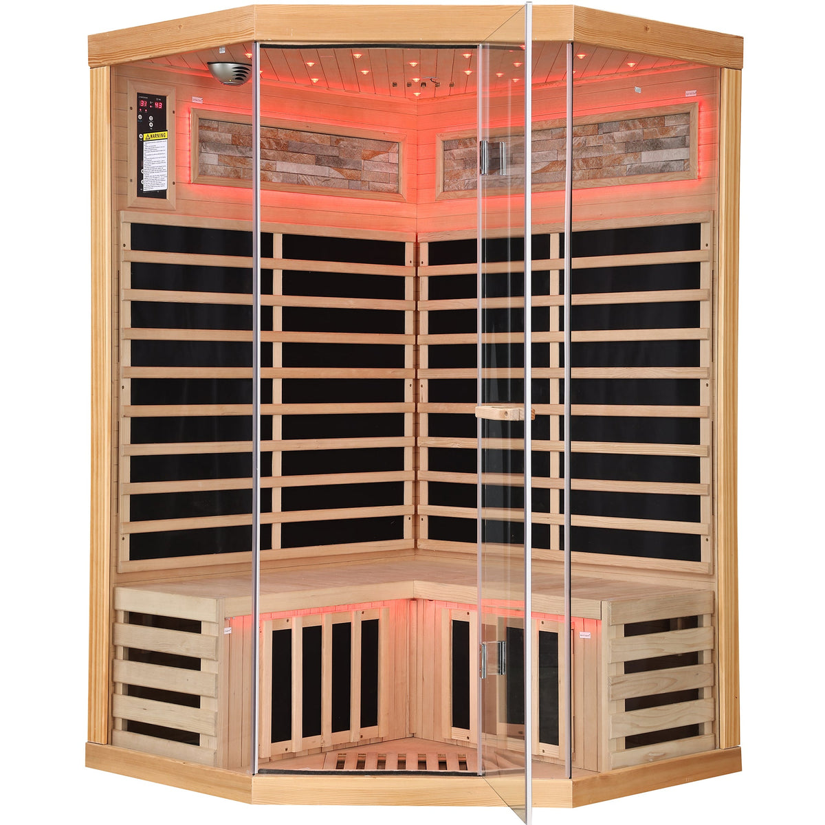 2-Person Canadian Hemlock FAR Infrared Indoor Sauna | 7 Carbon Heaters, Starlight Ceiling, 149°F