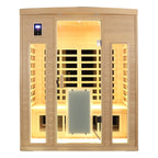 Low EMF, There is also a heating plate on the glass door, Hemlock wood Far-infrared indoor Three person sauna room