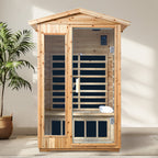 Two Person Far Infrared Old Fir Outdoor Sauna Room with Bluetooth and LED Lighting