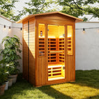 2-Person Outdoor Red Cedar & Canadian Hemlock FAR Infrared Sauna | 8 Heating Panels, Bluetooth, 77–140°F