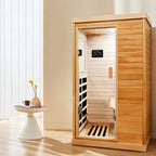 1-Person Hemlock Indoor Infrared Sauna | 6 Heating Plates, Bluetooth & Ambient Lighting
