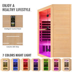 2-Person Canadian Hemlock FAR Infrared Corner Sauna | 9 Heaters, 86–149°F, Bluetooth