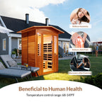 2-Person Outdoor Red Cedar & Canadian Hemlock FAR Infrared Sauna | 8 Heating Panels, Bluetooth, 77–140°F