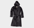 Honeycomb Cotton Hooded Bathrobe | Naturally Dyed, Charcoal