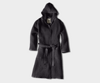 Honeycomb Cotton Hooded Bathrobe | Naturally Dyed, Charcoal