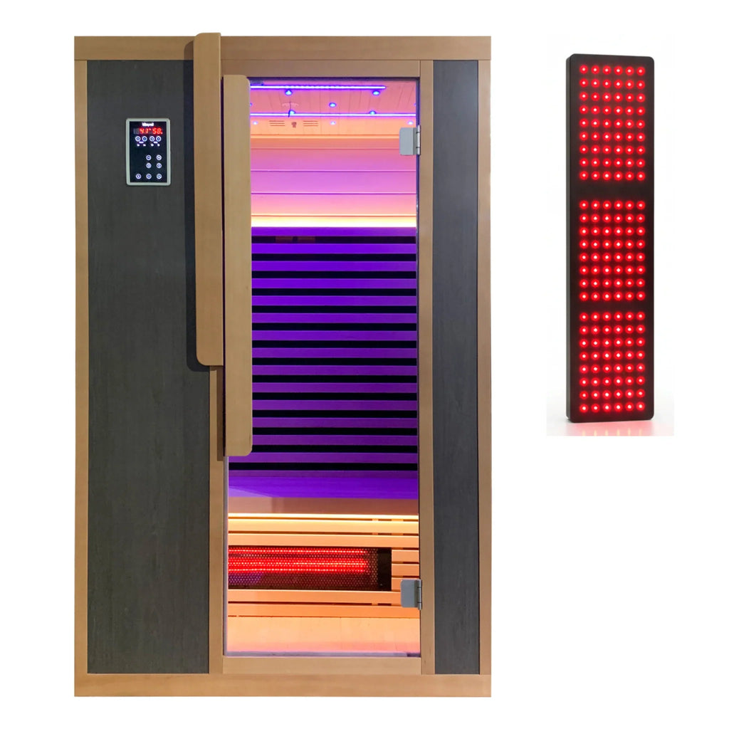 Blisspod Bergen 2-Person Full Spectrum Infrared Sauna with Red Light Panel | Canadian Hemlock | Low EMF | Indoor