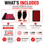 Red Light Neuropathy and Circulation Support System for Feet, Calves, Lower Back. 3,456 LEDs in System