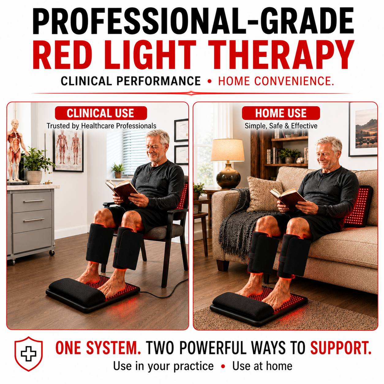 Red Light Neuropathy and Circulation Support System for Feet, Calves, Lower Back. 3,456 LEDs in System