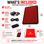 Medium Red Light Pad for Pain Relief & Recovery | 16" x 11" | 1188 LEDs + 12V Car Adapter
