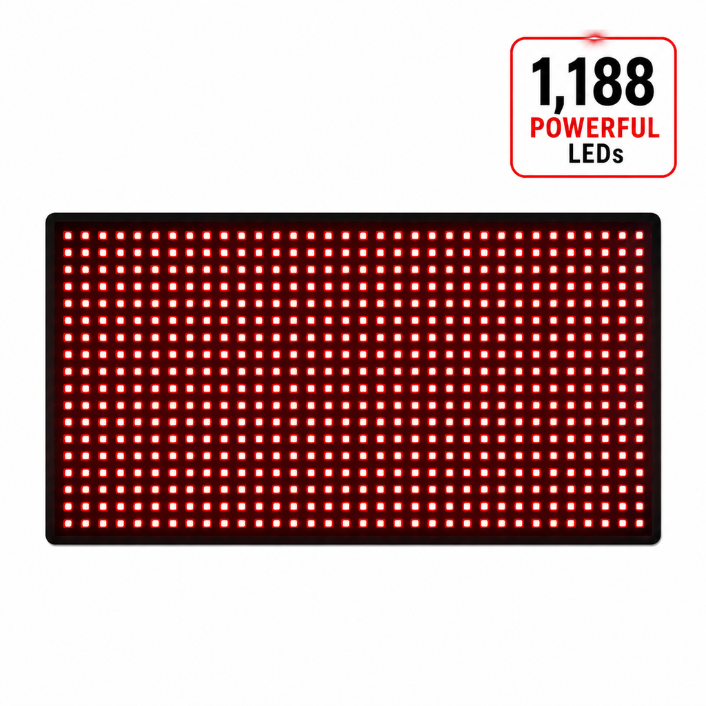 Medium Red Light Pad for Pain Relief & Recovery | 16" x 11" | 1188 LEDs + 12V Car Adapter