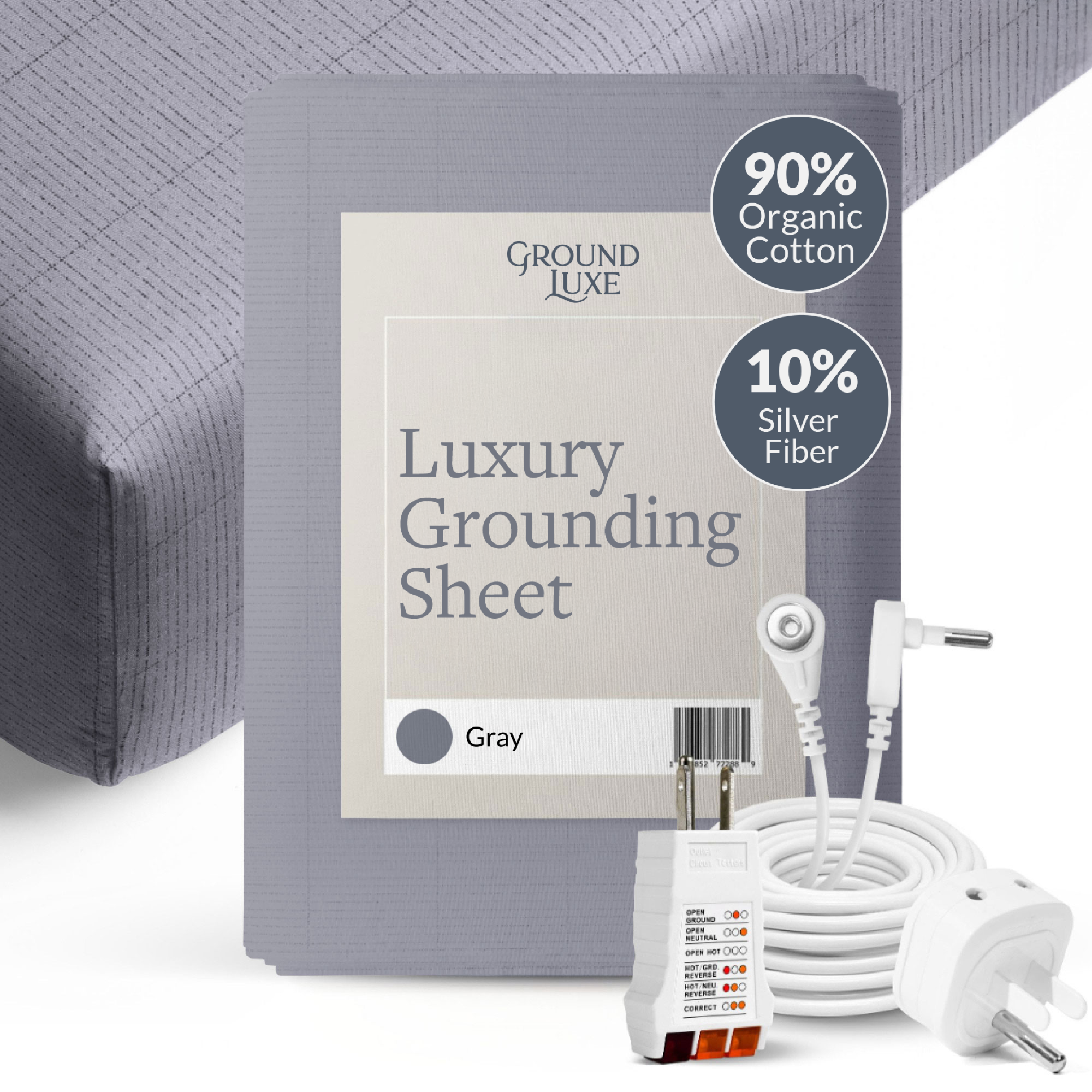 GroundLuxe Organic Cotton Fitted Grounding Sheet with Silver Fiber