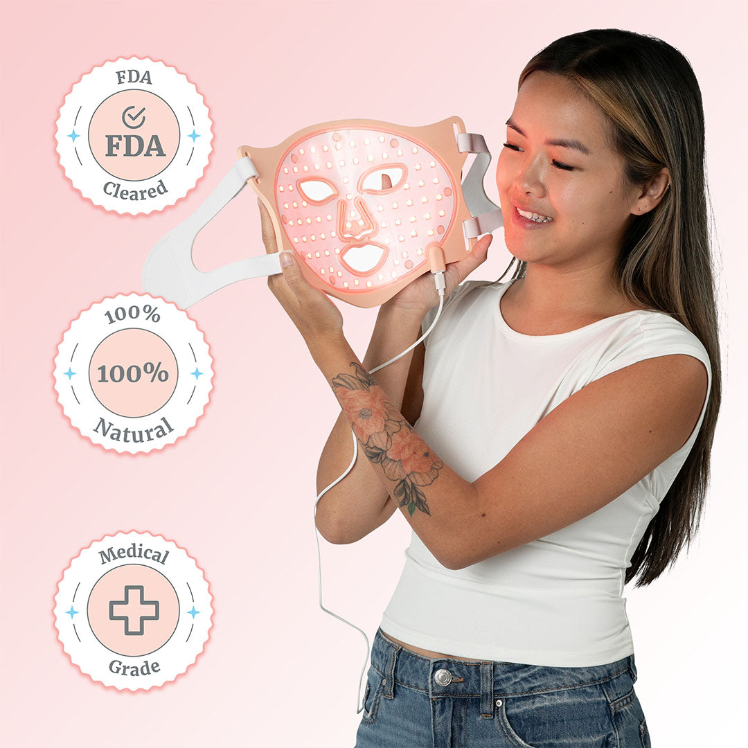 LED face mask, at-home LED facial mask, 6 light modes, 288 LED diodes, deluxe bundle