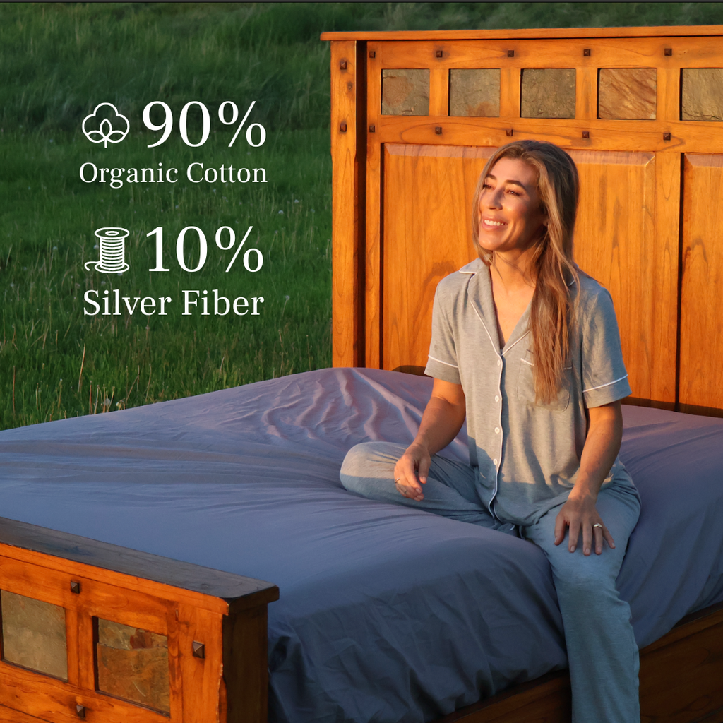 GroundLuxe Organic Cotton Fitted Grounding Sheet with Silver Fiber