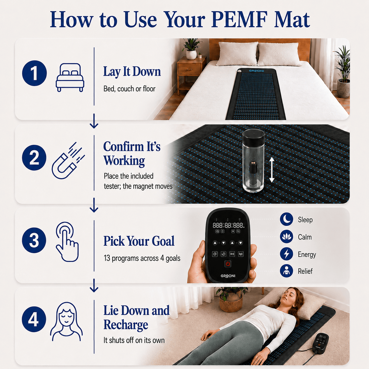 Portable 2-Core PEMF & Far-Infrared Heat Mat Mini with Amethyst & Tourmaline | 19.7" x 19.7", Up to 158°F