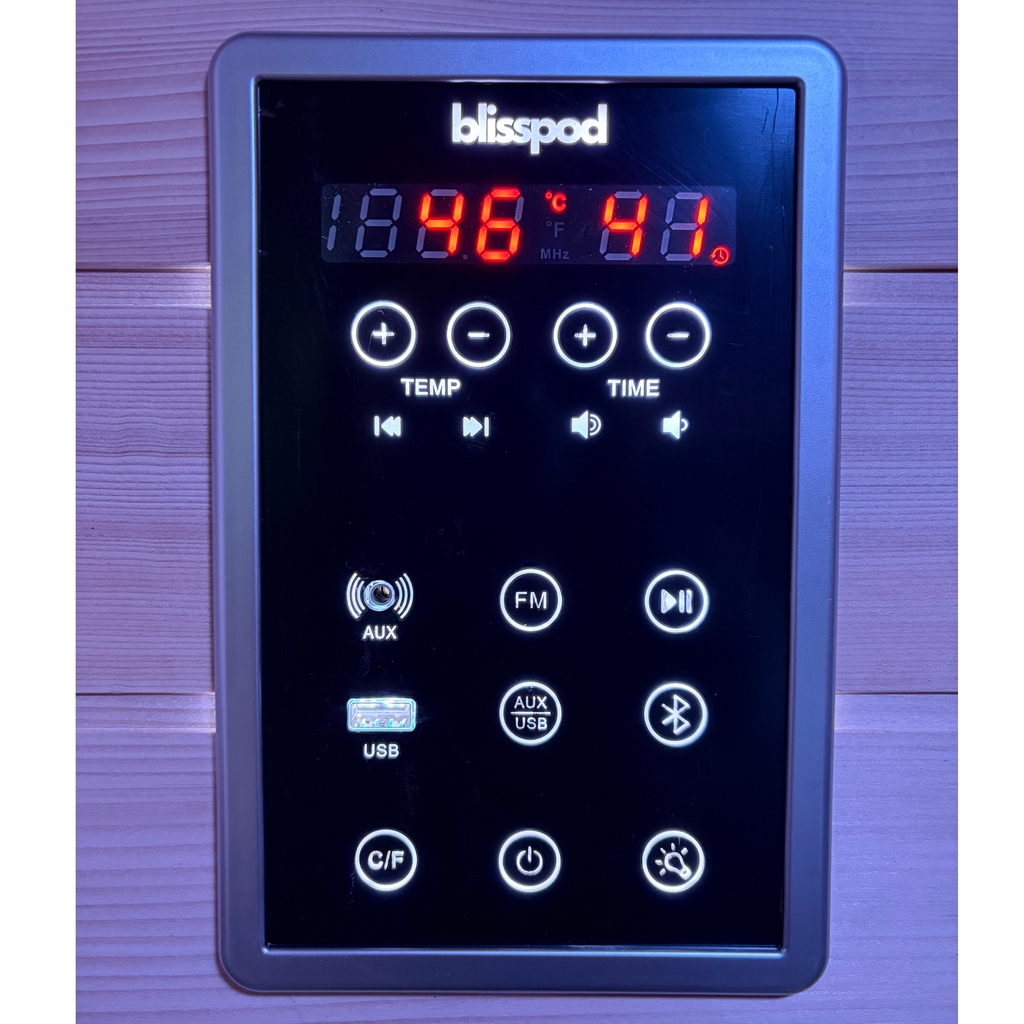 Blisspod Malmo 2-Person Infrared Sauna | Canadian Hemlock, Low EMF + Red Light Panel