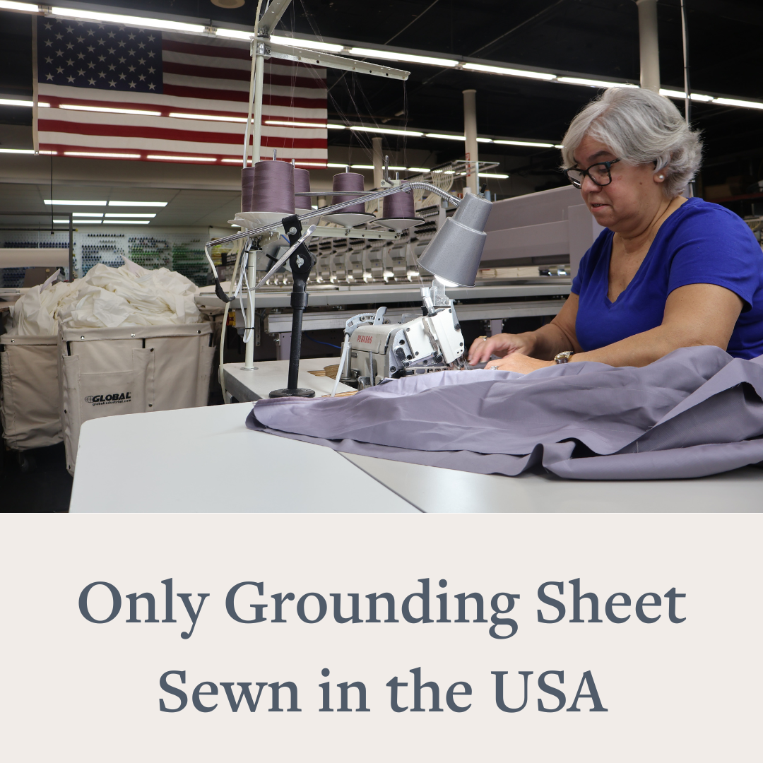 GroundLuxe Organic Cotton Grounding Sheet | US-Sewn 18-Inch Deep Pocket Fitted Sheet with Silver Fiber