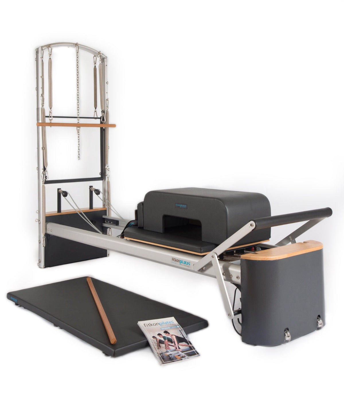 Fitkon™ Pro Plus Pilates Reformer with Aluminum Tower | Deluxe Indoor Home & Studio Bundle