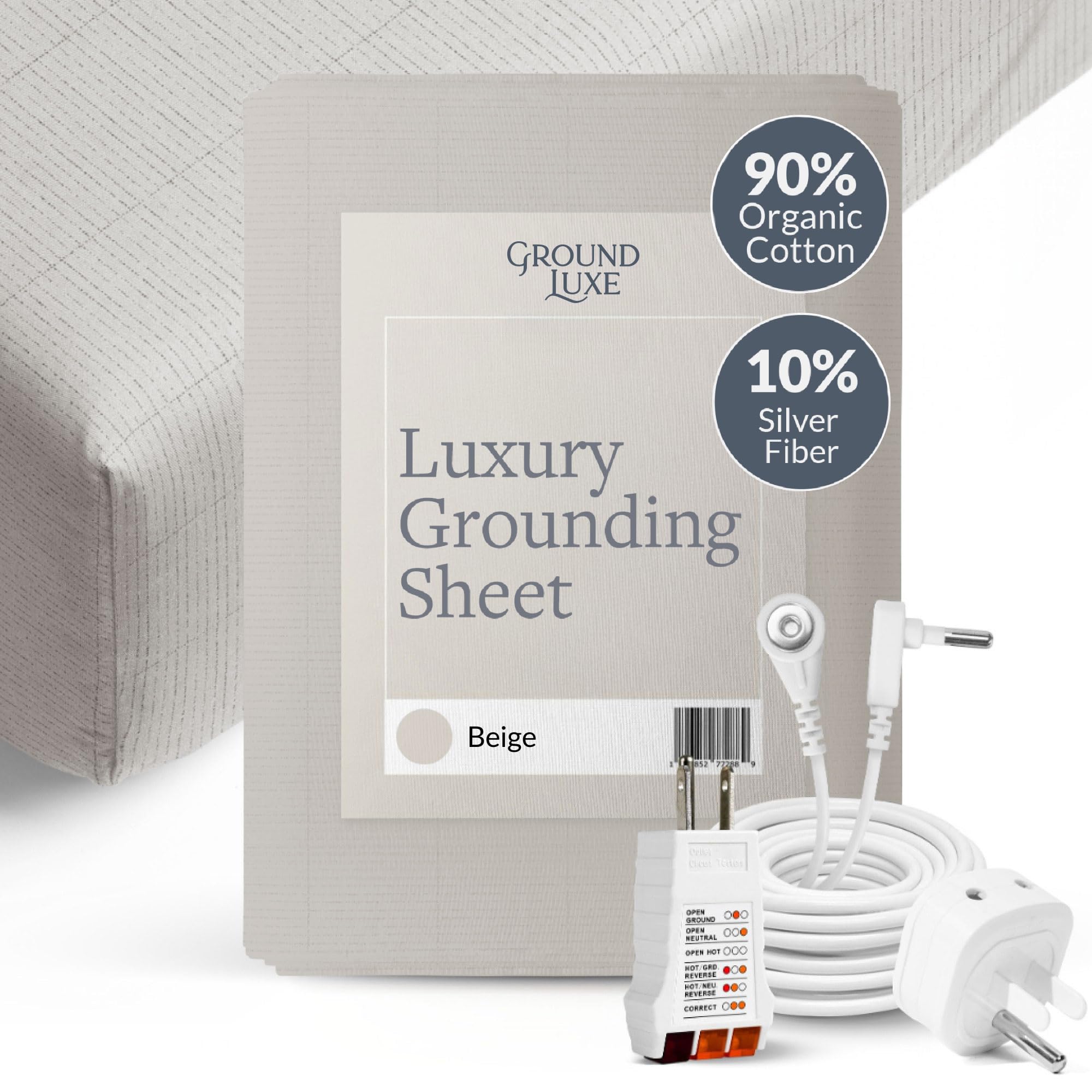 GroundLuxe Organic Cotton Fitted Grounding Sheet with Silver Fiber
