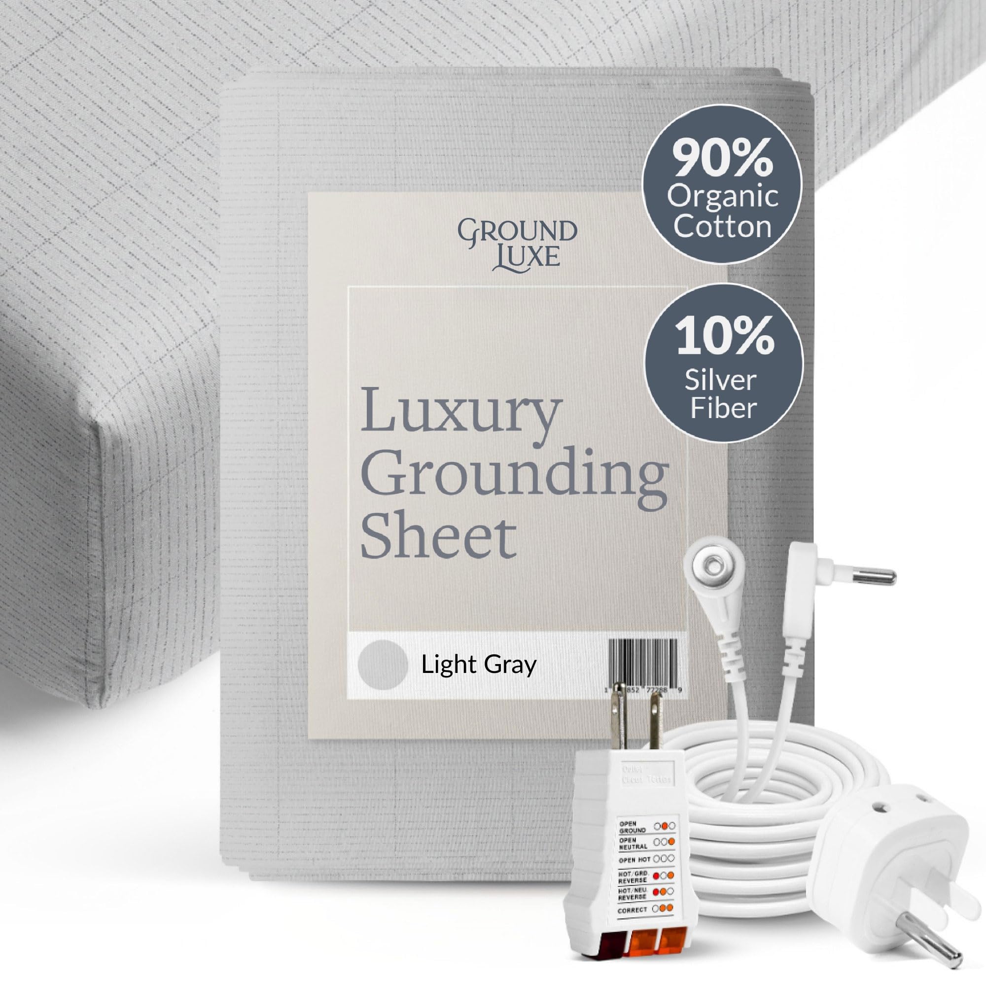 GroundLuxe Organic Cotton Fitted Grounding Sheet with Silver Fiber