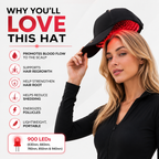 Red Light Therapy Hat | 900 Powerful LEDs | Full Scalp Coverage | 5 Wavelengths | Includes 12V Car Adapter