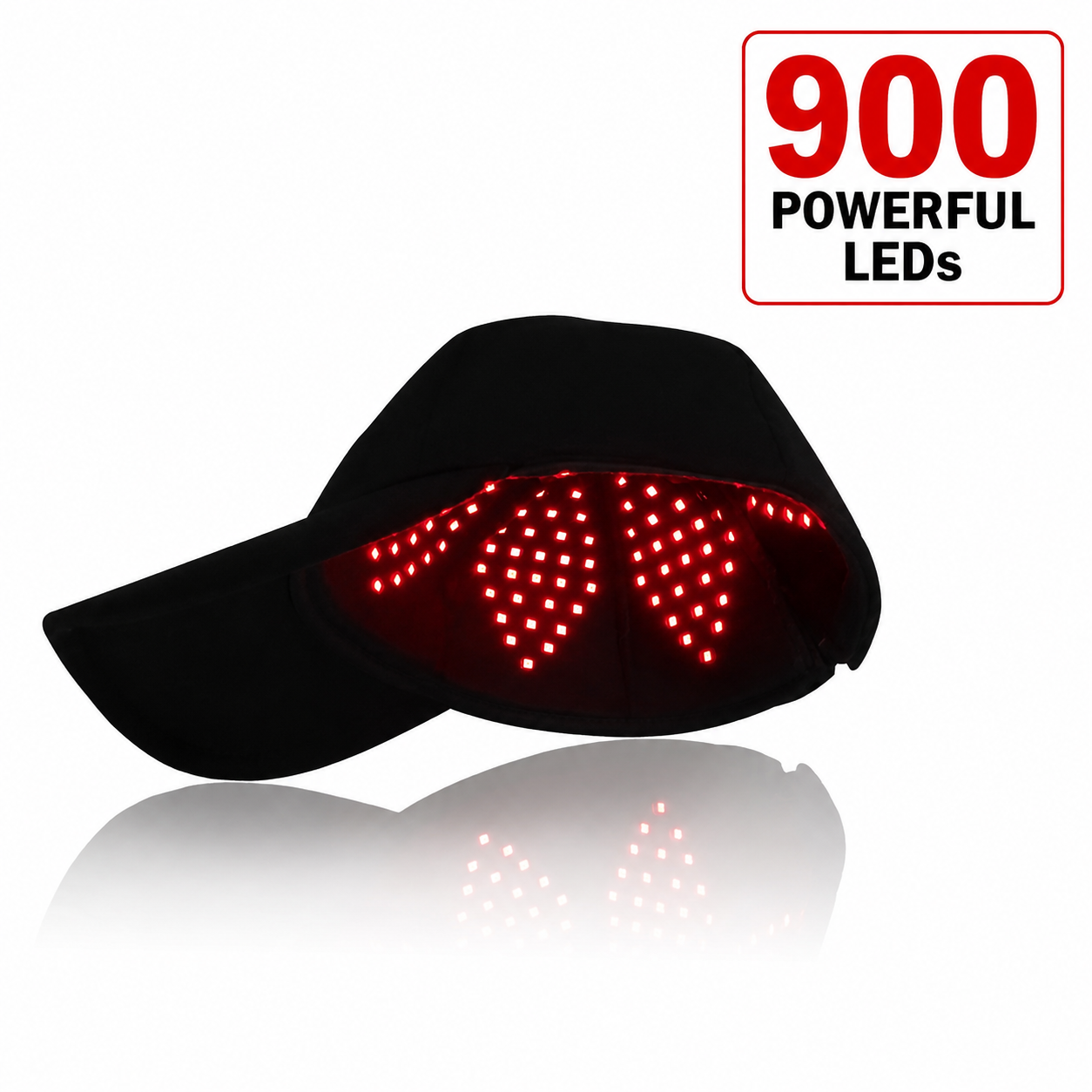 Red Light Therapy Hat | 900 Powerful LEDs | Full Scalp Coverage | 5 Wavelengths | Includes 12V Car Adapter