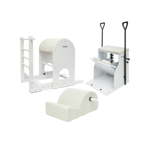 Sportline™ Superior Pilates Support Bundle | Solid Hornbeam Ladder Barrel + Pilates Chair