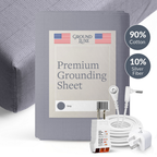 GroundLuxe Organic Cotton Grounding Sheet | US-Sewn 18-Inch Deep Pocket Fitted Sheet with Silver Fiber