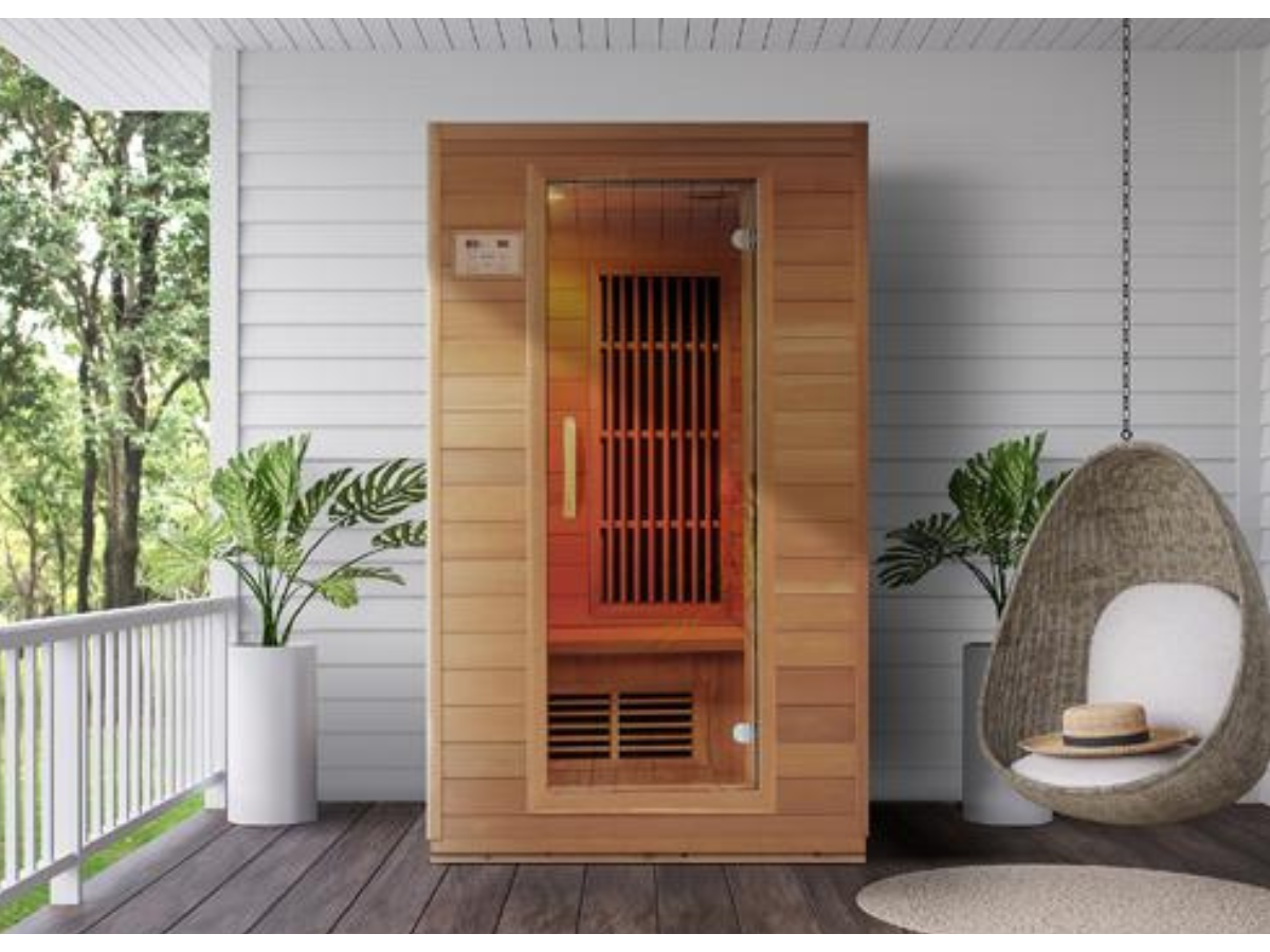 2-Person Low EMF FAR Infrared Red Cedar Indoor Pentagonal Sauna | 8 Carbon Panels, 149°