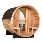 Blisspod Prague 2–4 Person Canadian Red Cedar Outdoor Barrel Sauna | Steam Heater + Full Glass Back