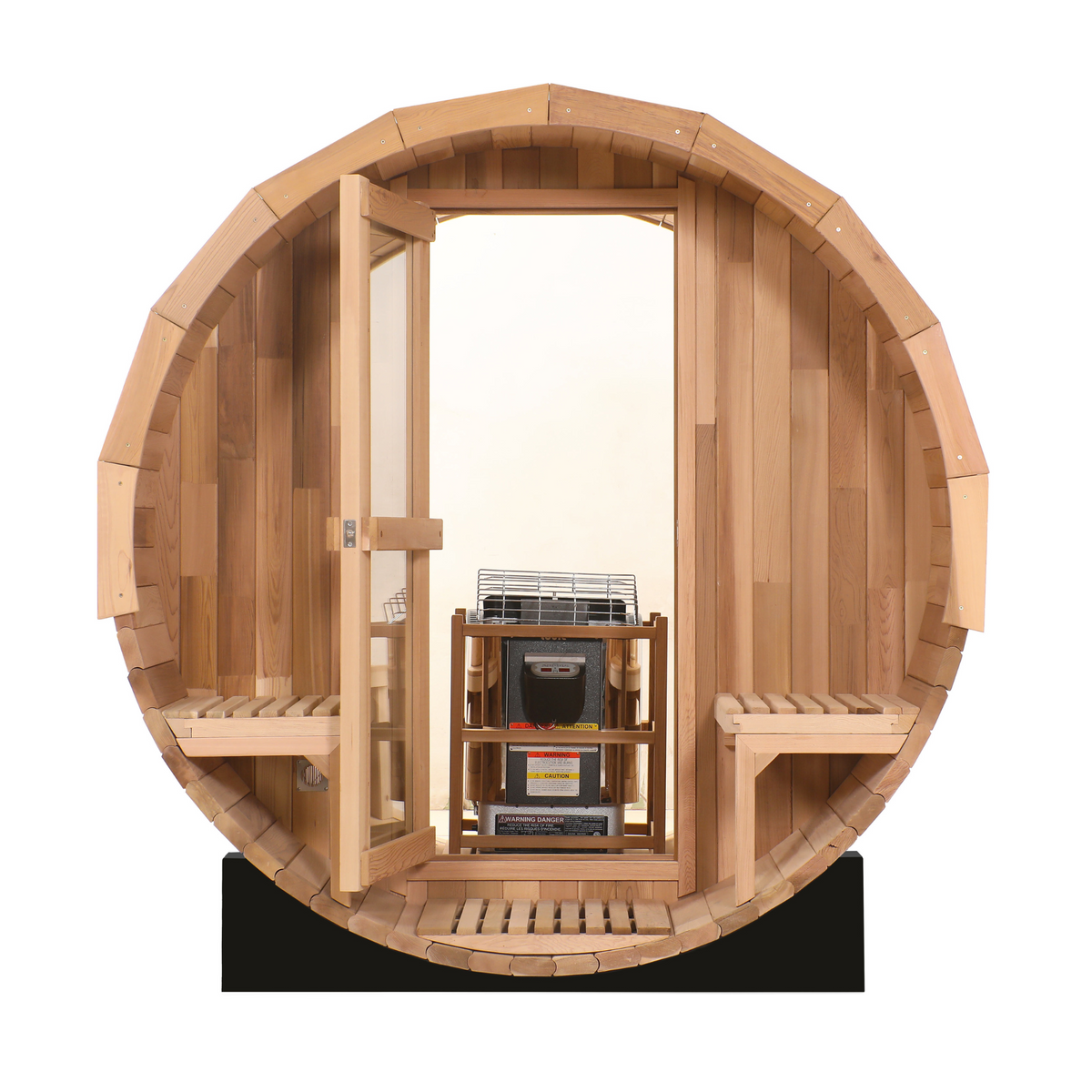 Blisspod Prague 2–4 Person Canadian Red Cedar Outdoor Barrel Sauna | Steam Heater + Full Glass Back