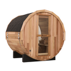 Blisspod Prague 4-Person Outdoor Barrel Sauna | Canadian Red Cedar, Full Glass Back, 32–194°F