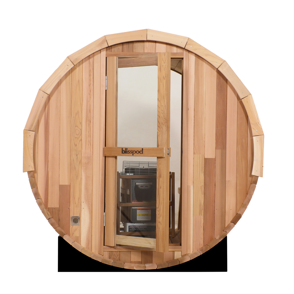 Blisspod Prague 4-Person Outdoor Barrel Sauna | Canadian Red Cedar, Full Glass Back, 32–194°F